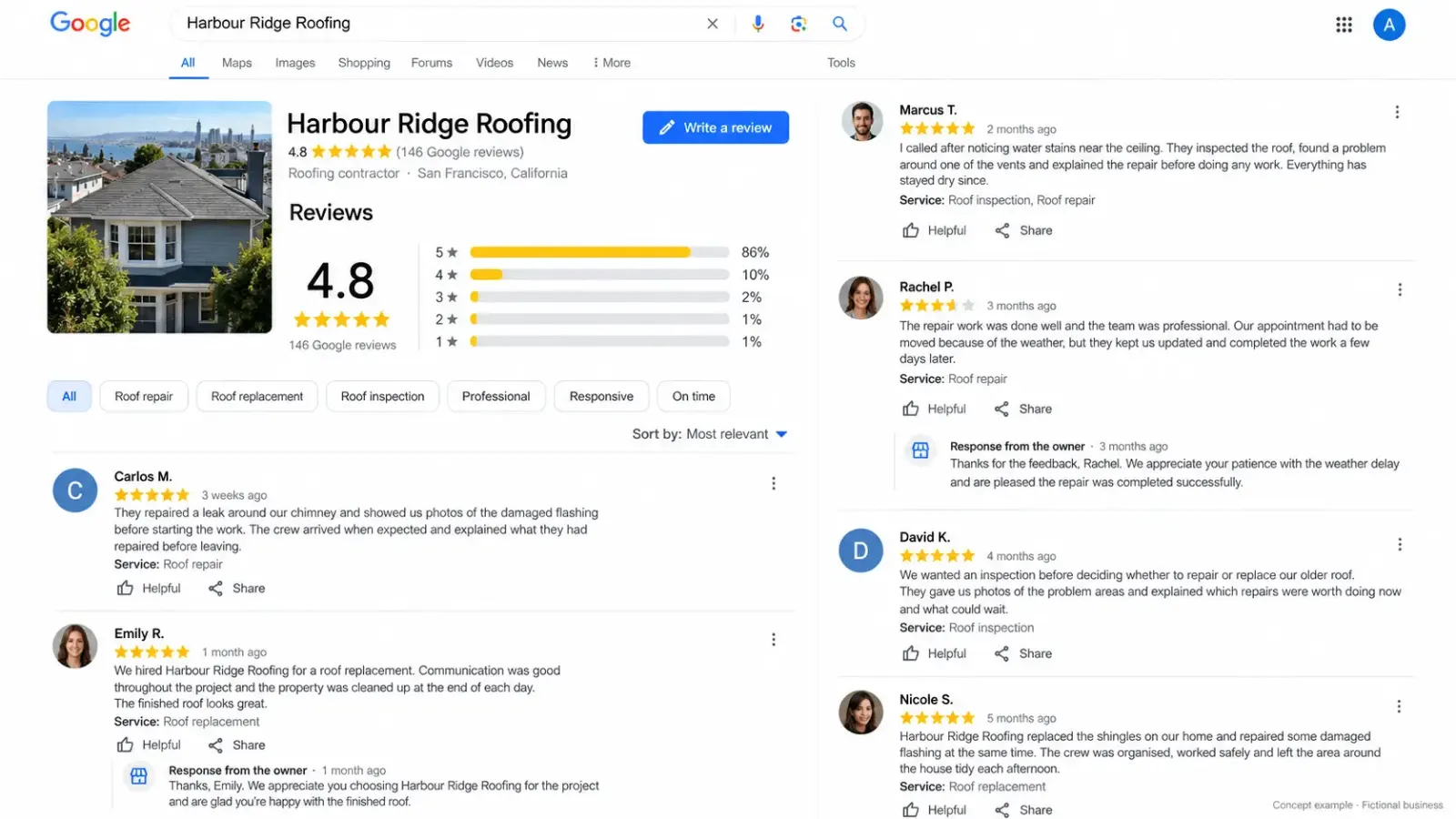 Customer review collection process for local roofing contractors