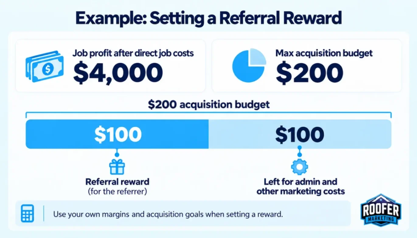 Example referral reward based on job profit and acquisition budget
